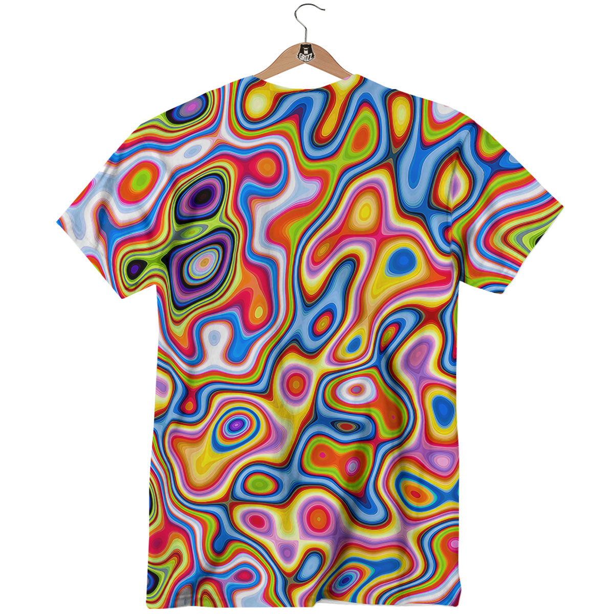 Trippy Rainbow Psychedelic Print T-Shirt-grizzshop