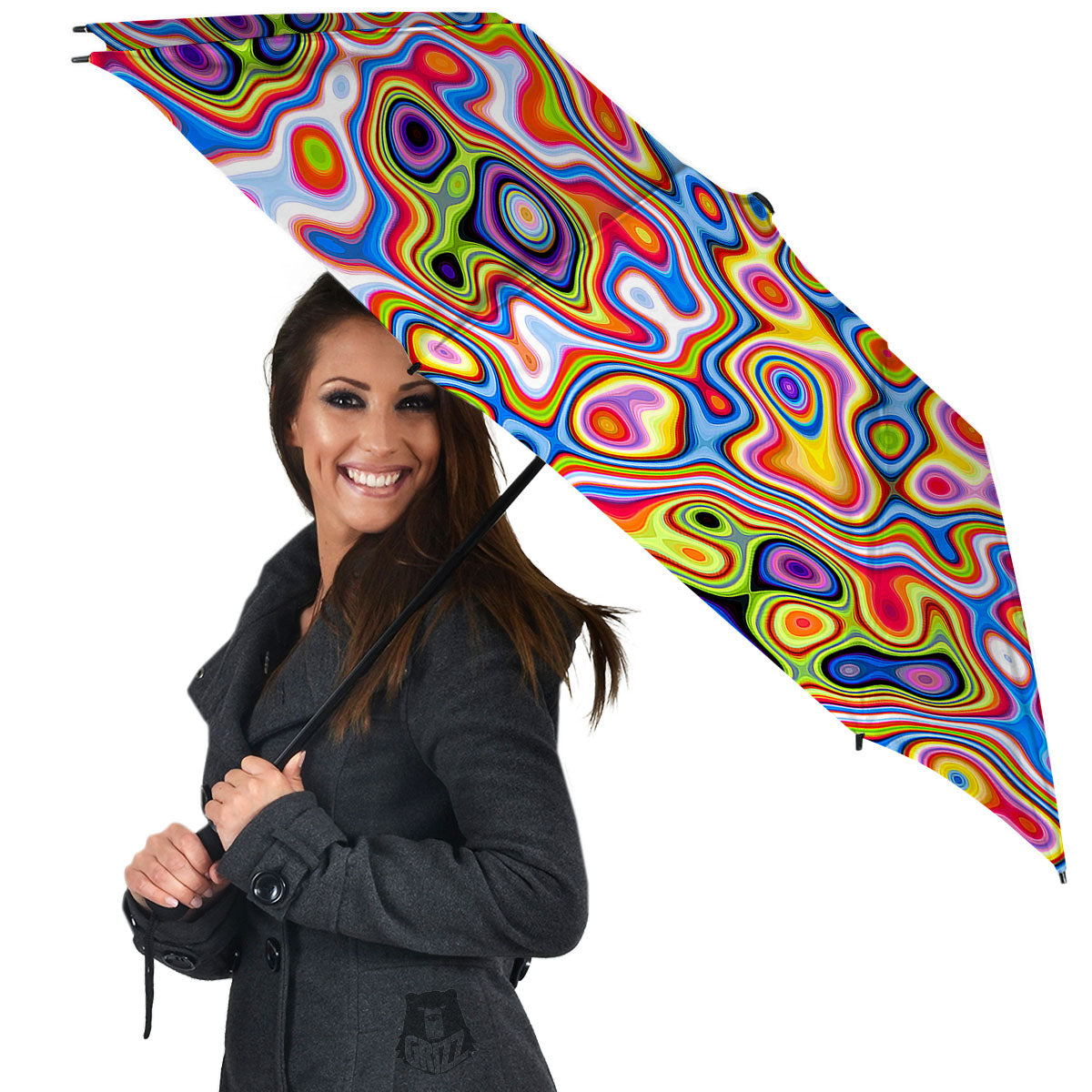 Trippy Rainbow Psychedelic Print Umbrella-grizzshop