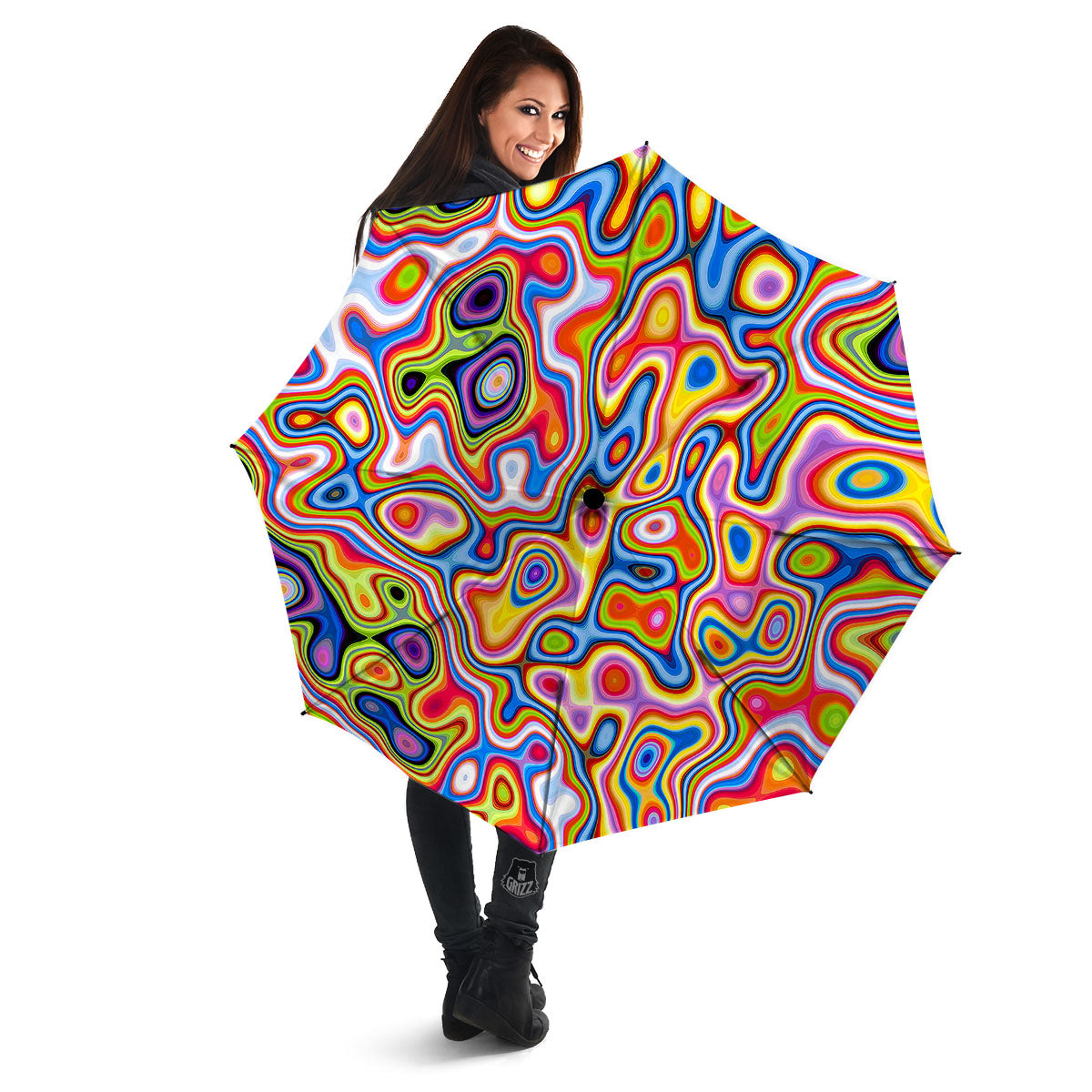 Trippy Rainbow Psychedelic Print Umbrella-grizzshop