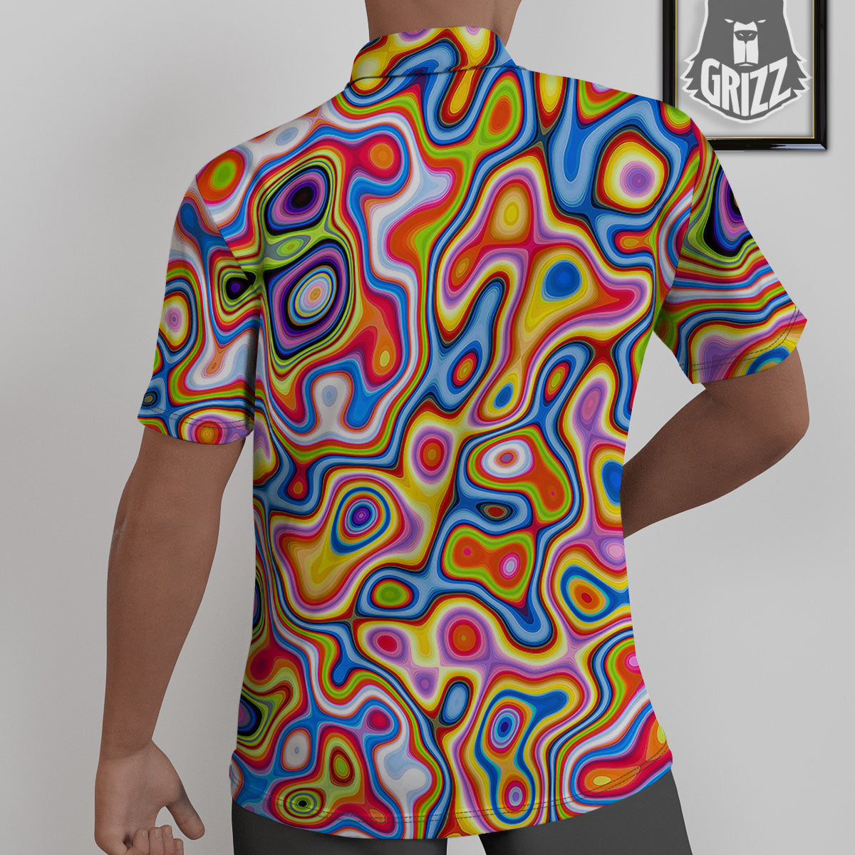 Trippy Rainbow Psychedelic Print Untucked Shirts-grizzshop