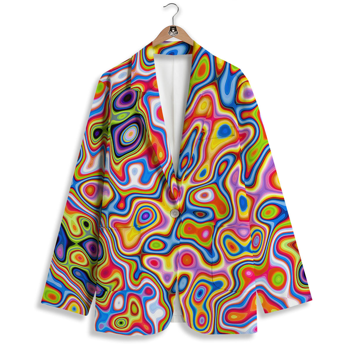 Trippy Rainbow Psychedelic Print Women's Blazer-grizzshop