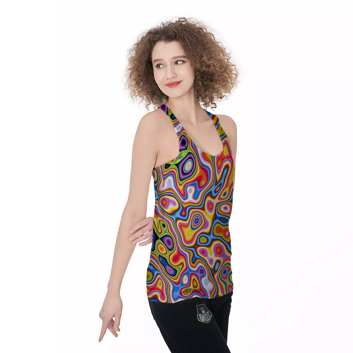 Trippy Rainbow Psychedelic Print Women's Racerback Tank Top-grizzshop
