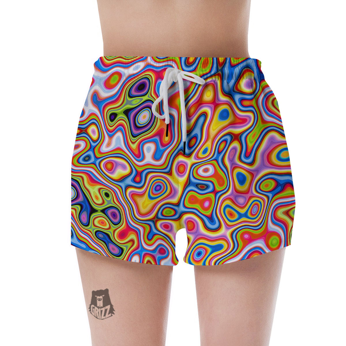 Trippy Rainbow Psychedelic Print Women's Shorts-grizzshop