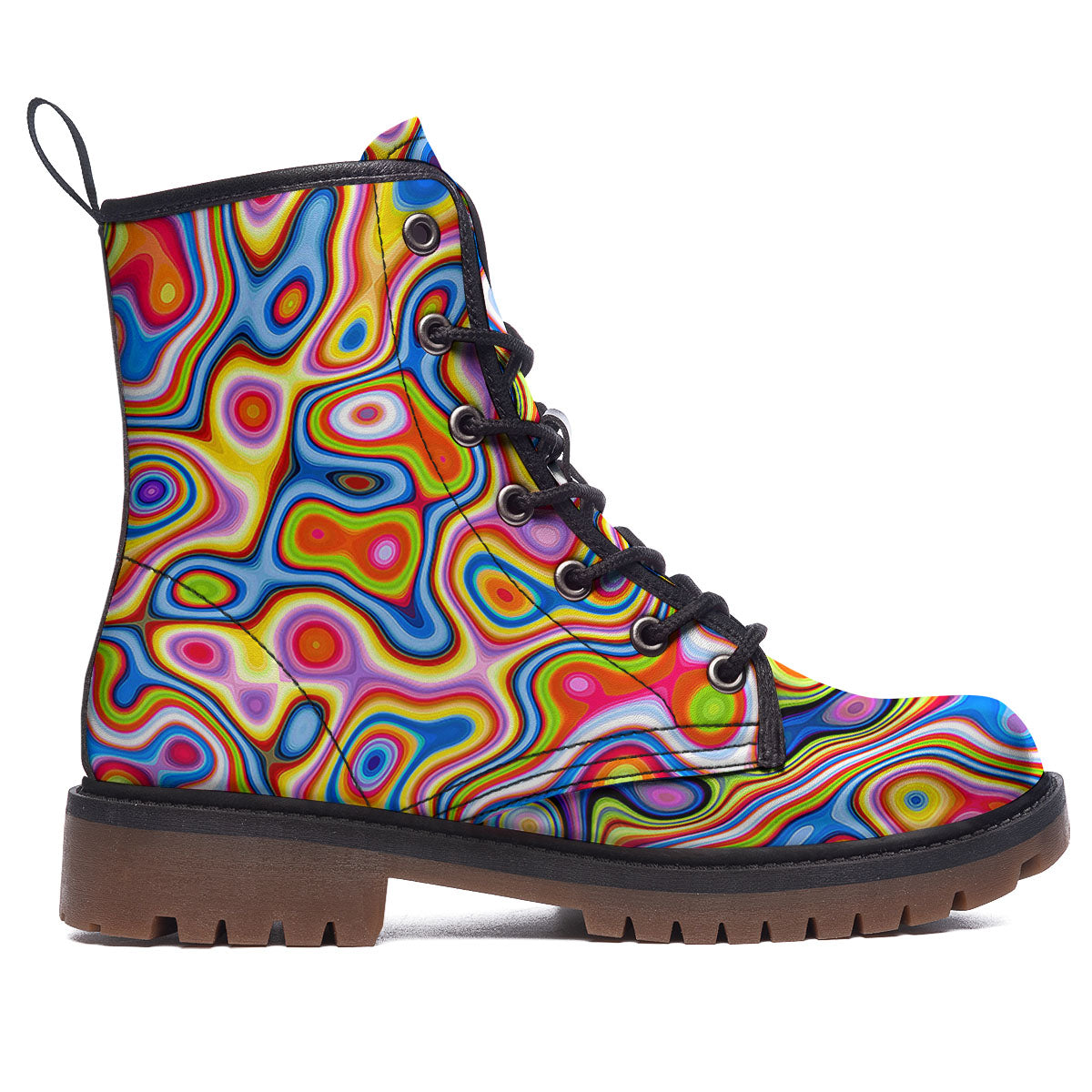 Trippy Rainbow Psychedelic Print Work Boots-grizzshop