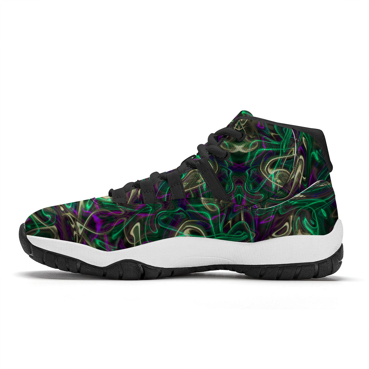 Trippy Smoke Psychedelic Print Black Bball Shoes-grizzshop