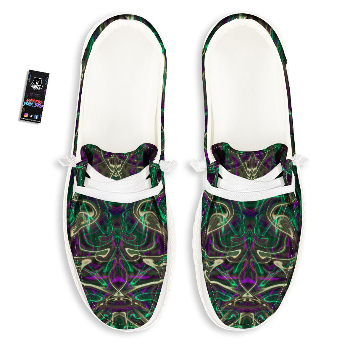 Trippy Smoke Psychedelic Print Black Loafers-grizzshop