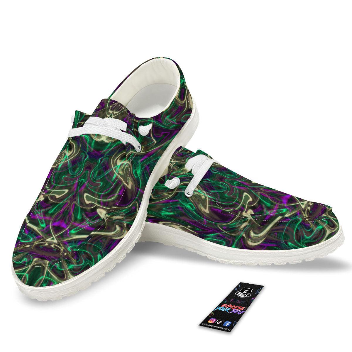 Trippy Smoke Psychedelic Print Black Loafers-grizzshop