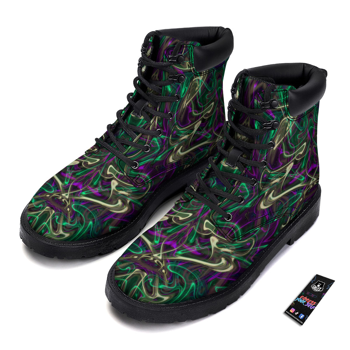 Trippy Smoke Psychedelic Print Boots-grizzshop