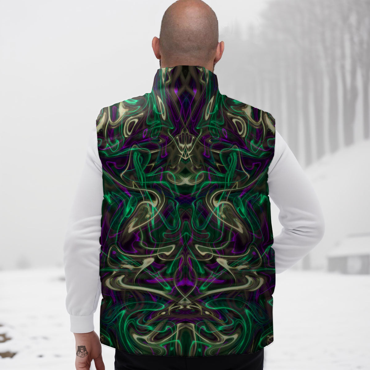 Trippy Smoke Psychedelic Print Down Vest