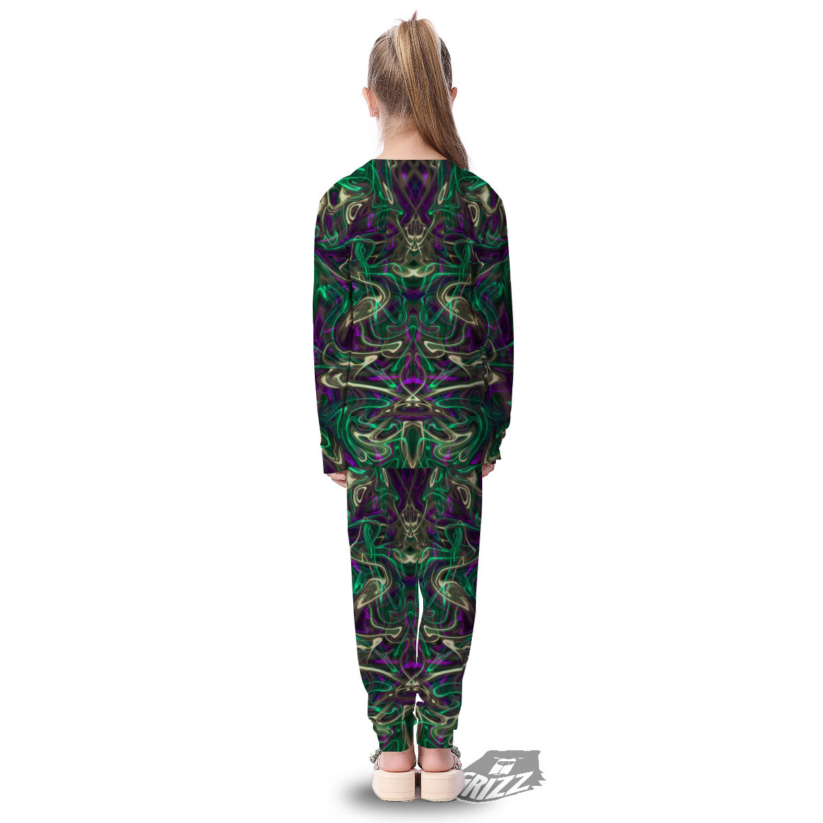 Trippy Smoke Psychedelic Print Kid's Pajamas-grizzshop