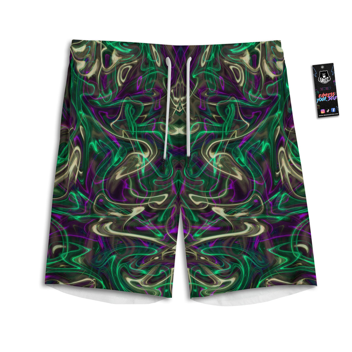 Trippy Smoke Psychedelic Print Men's Athletic Shorts