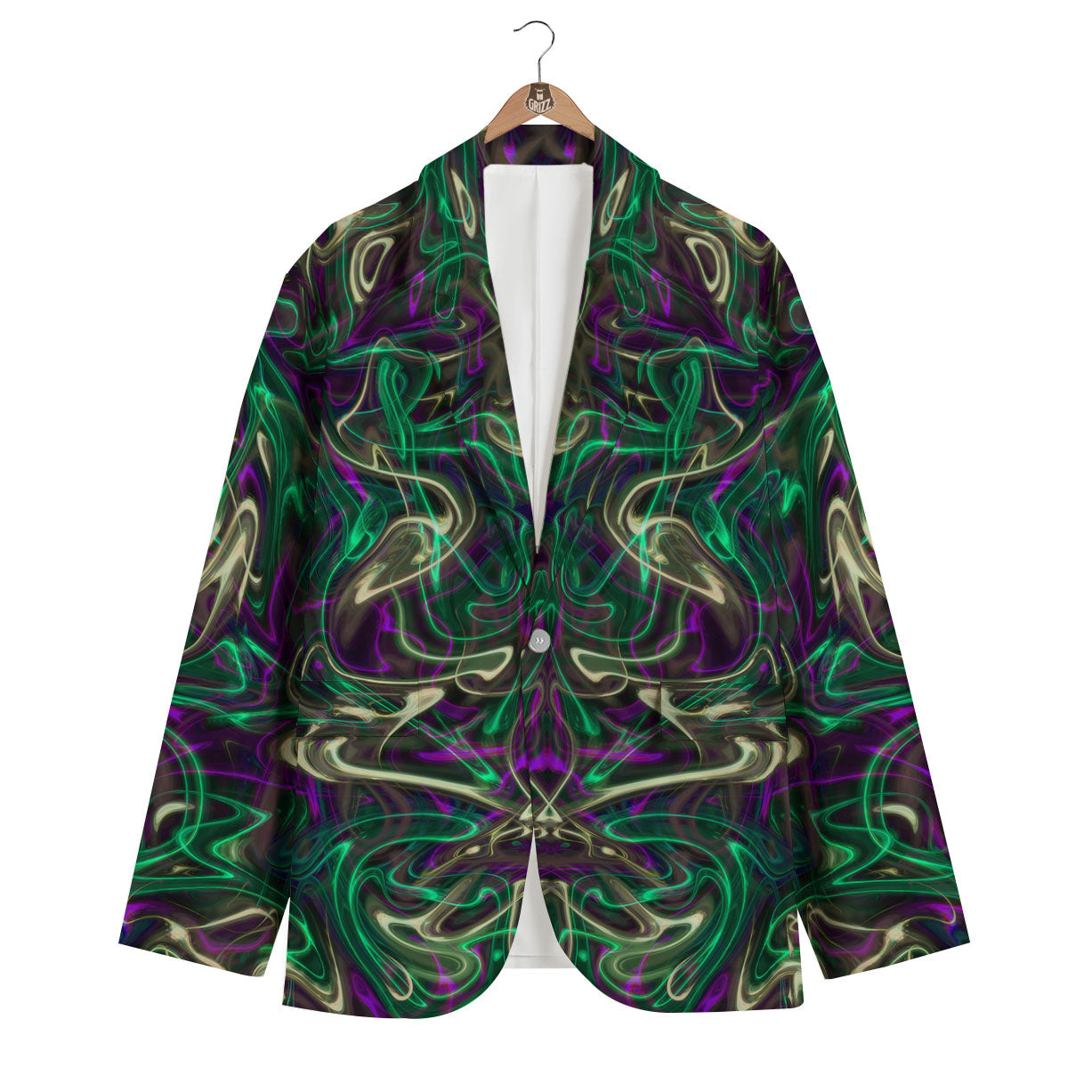 Trippy Smoke Psychedelic Print Men's Blazer-grizzshop