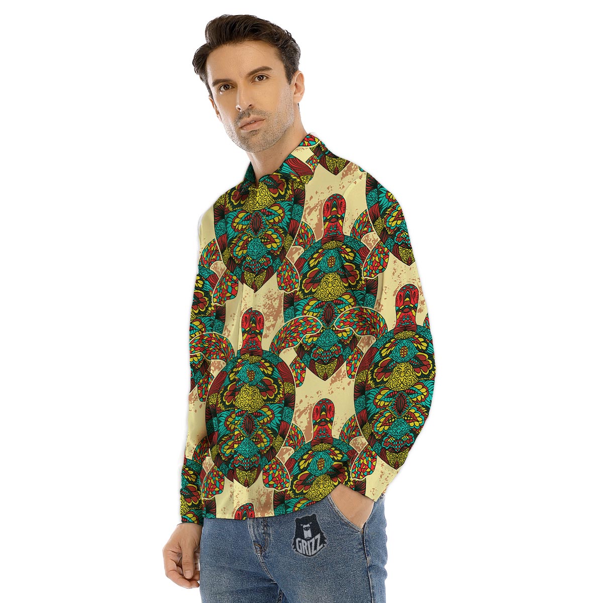 Trippy Smoke Psychedelic Print Men's Dress Shirts-grizzshop