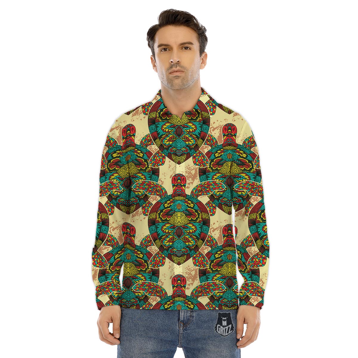 Trippy Smoke Psychedelic Print Men's Dress Shirts-grizzshop
