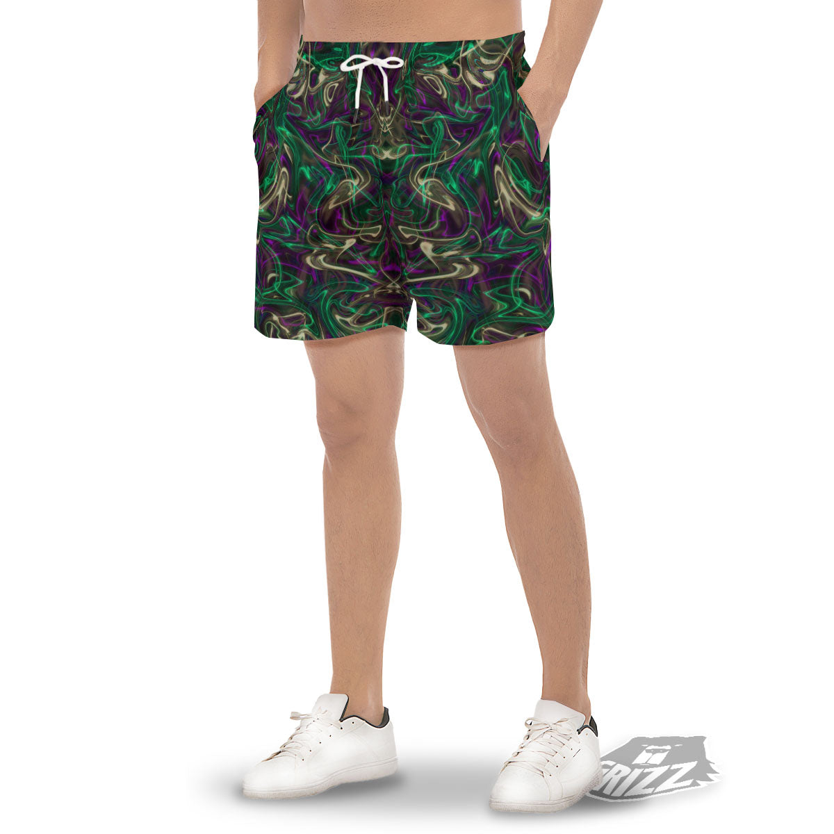 Trippy Smoke Psychedelic Print Men's Gym Shorts-grizzshop