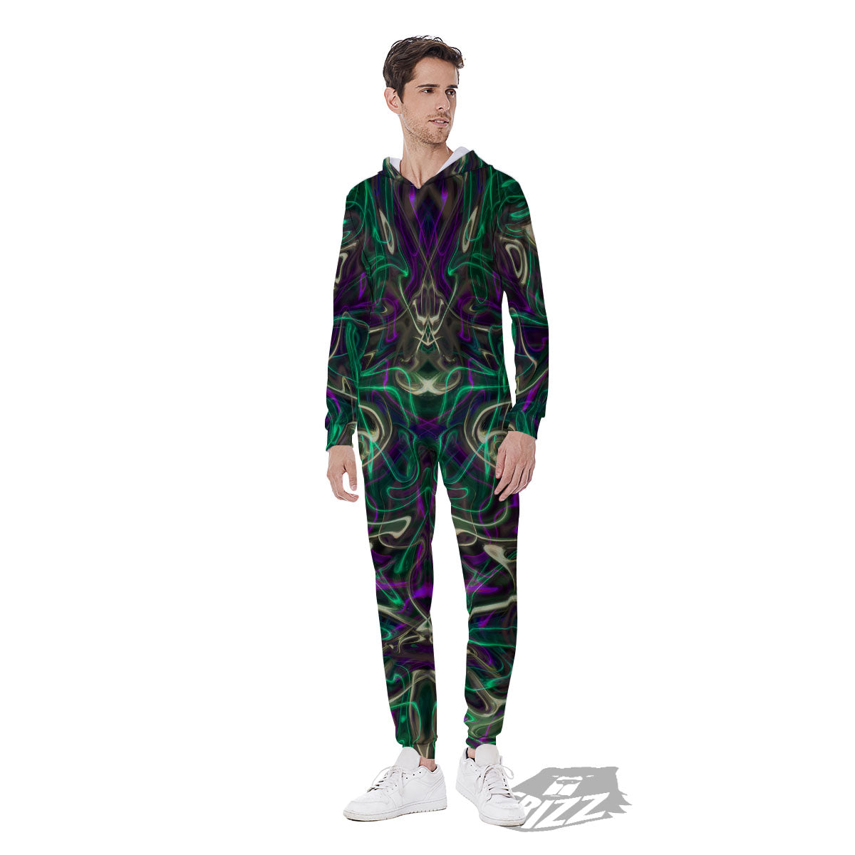Trippy Smoke Psychedelic Print Men's Jumpsuit-grizzshop