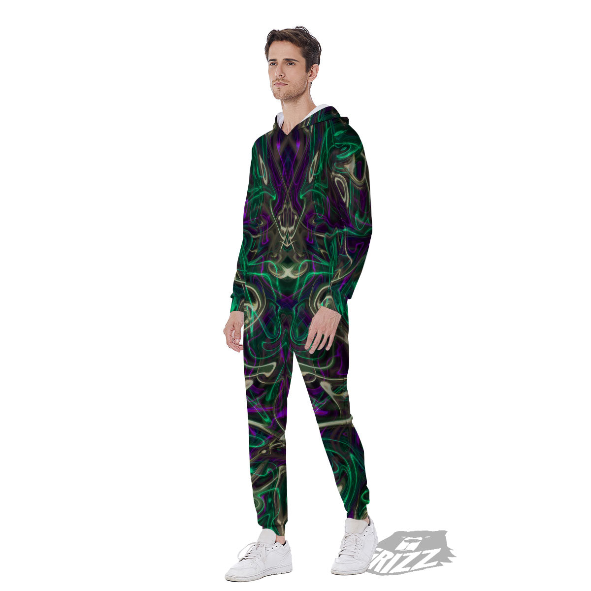 Trippy Smoke Psychedelic Print Men's Jumpsuit-grizzshop