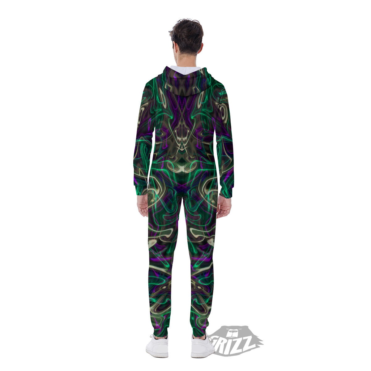 Trippy Smoke Psychedelic Print Men's Jumpsuit-grizzshop