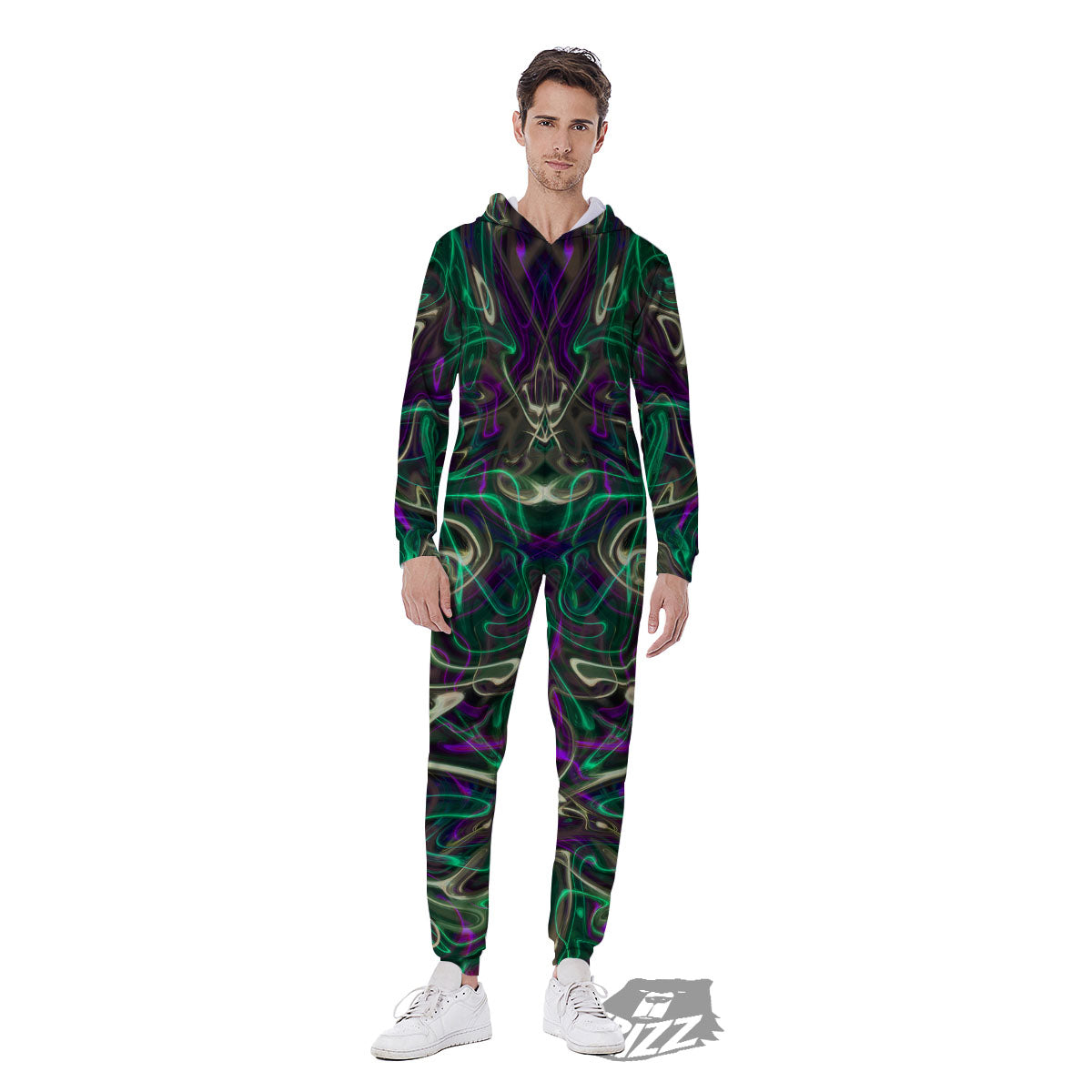 Trippy Smoke Psychedelic Print Men's Jumpsuit-grizzshop