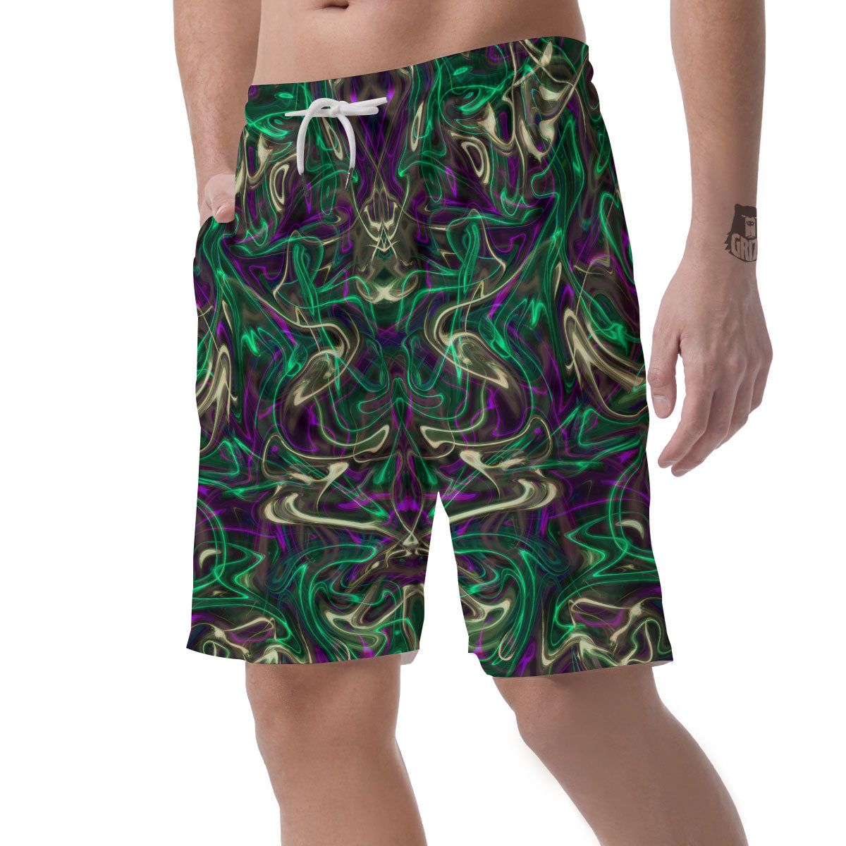 Trippy Smoke Psychedelic Print Men's Shorts-grizzshop