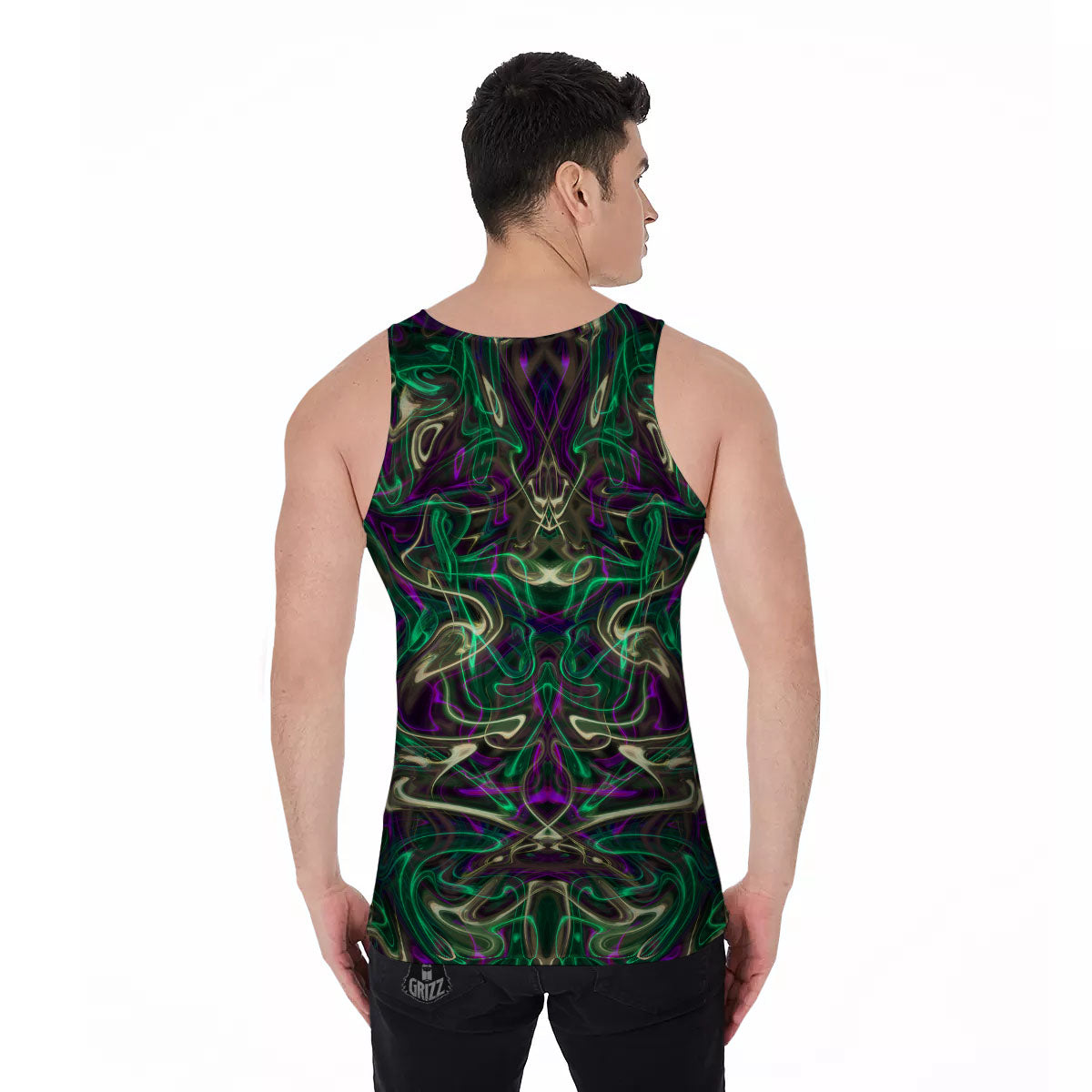 Trippy Smoke Psychedelic Print Men's Tank Top-grizzshop