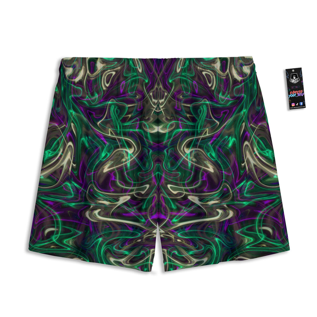 Trippy Smoke Psychedelic Print Mesh Shorts