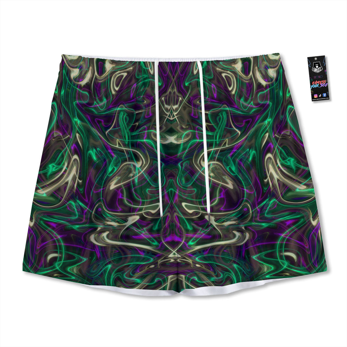 Trippy Smoke Psychedelic Print Mesh Shorts