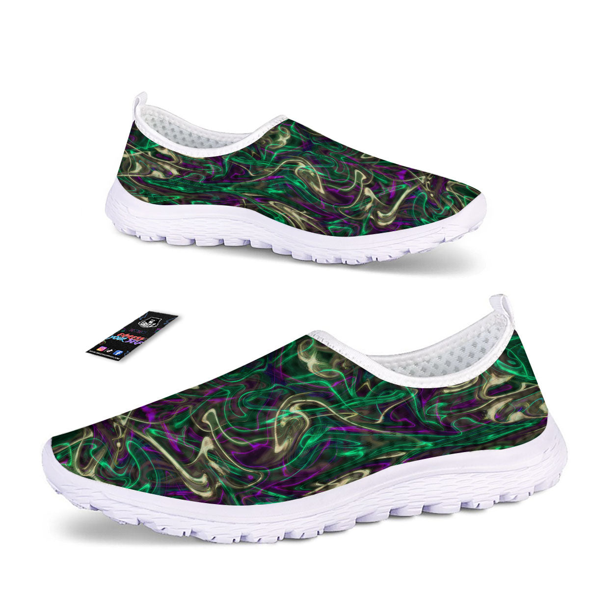 Trippy Smoke Psychedelic Print Nurse Shoes-grizzshop