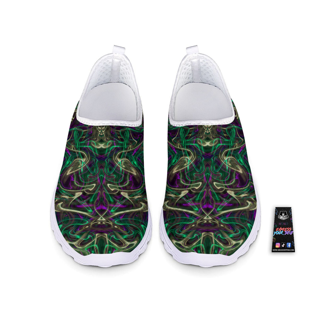Trippy Smoke Psychedelic Print Nurse Shoes-grizzshop