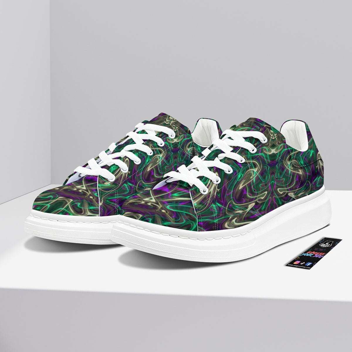 Trippy Smoke Psychedelic Print Platform Shoes-grizzshop
