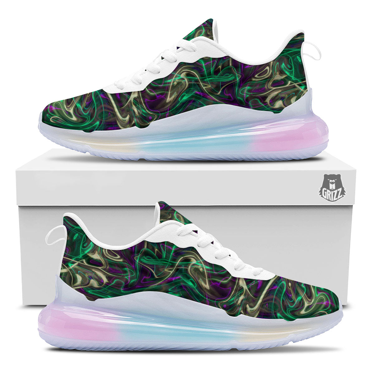 Trippy Smoke Psychedelic Print Running Sneakers-grizzshop