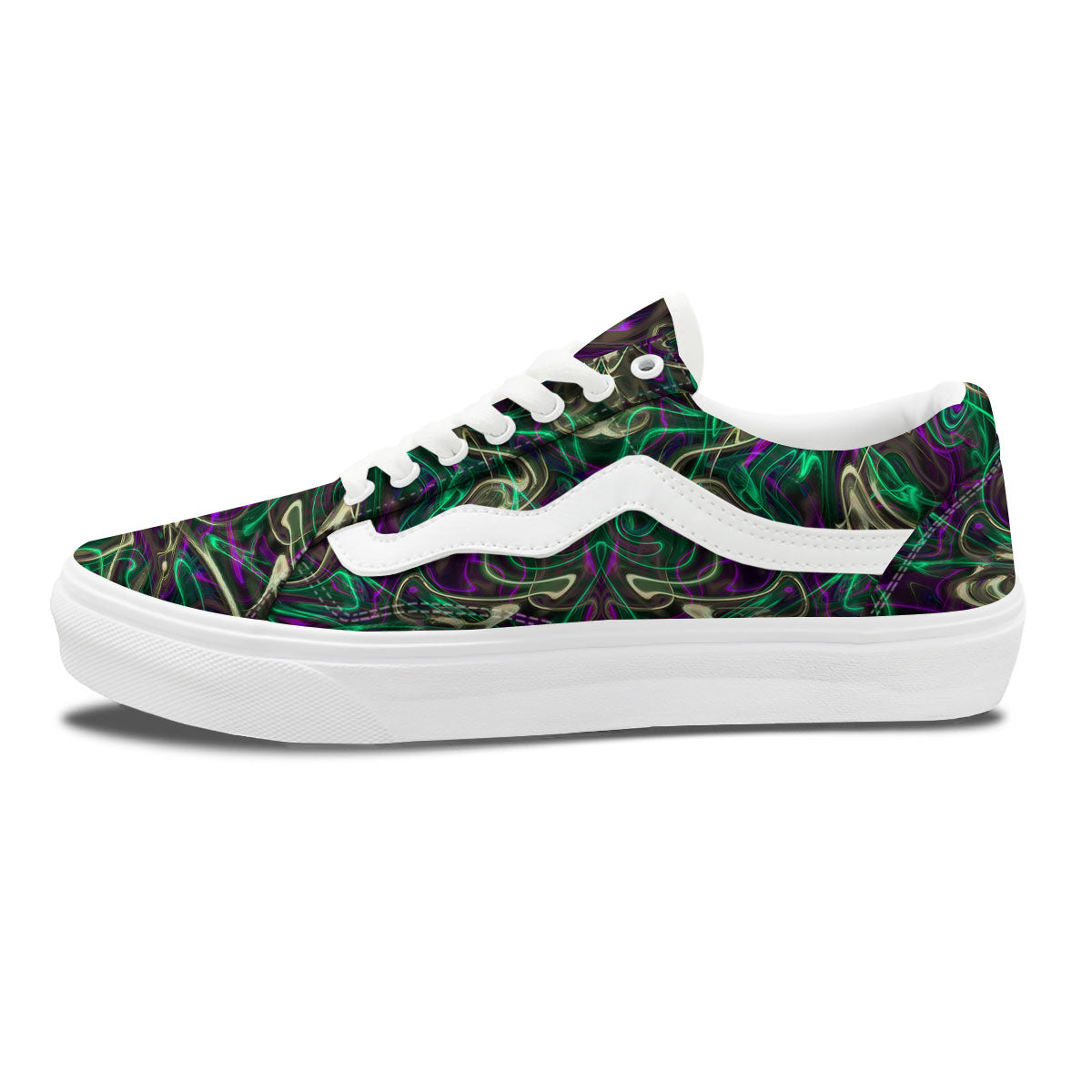 Trippy Smoke Psychedelic Print Skate Shoes-grizzshop
