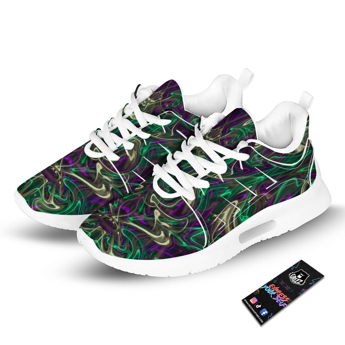 Trippy Smoke Psychedelic Print Tennis Shoes-grizzshop
