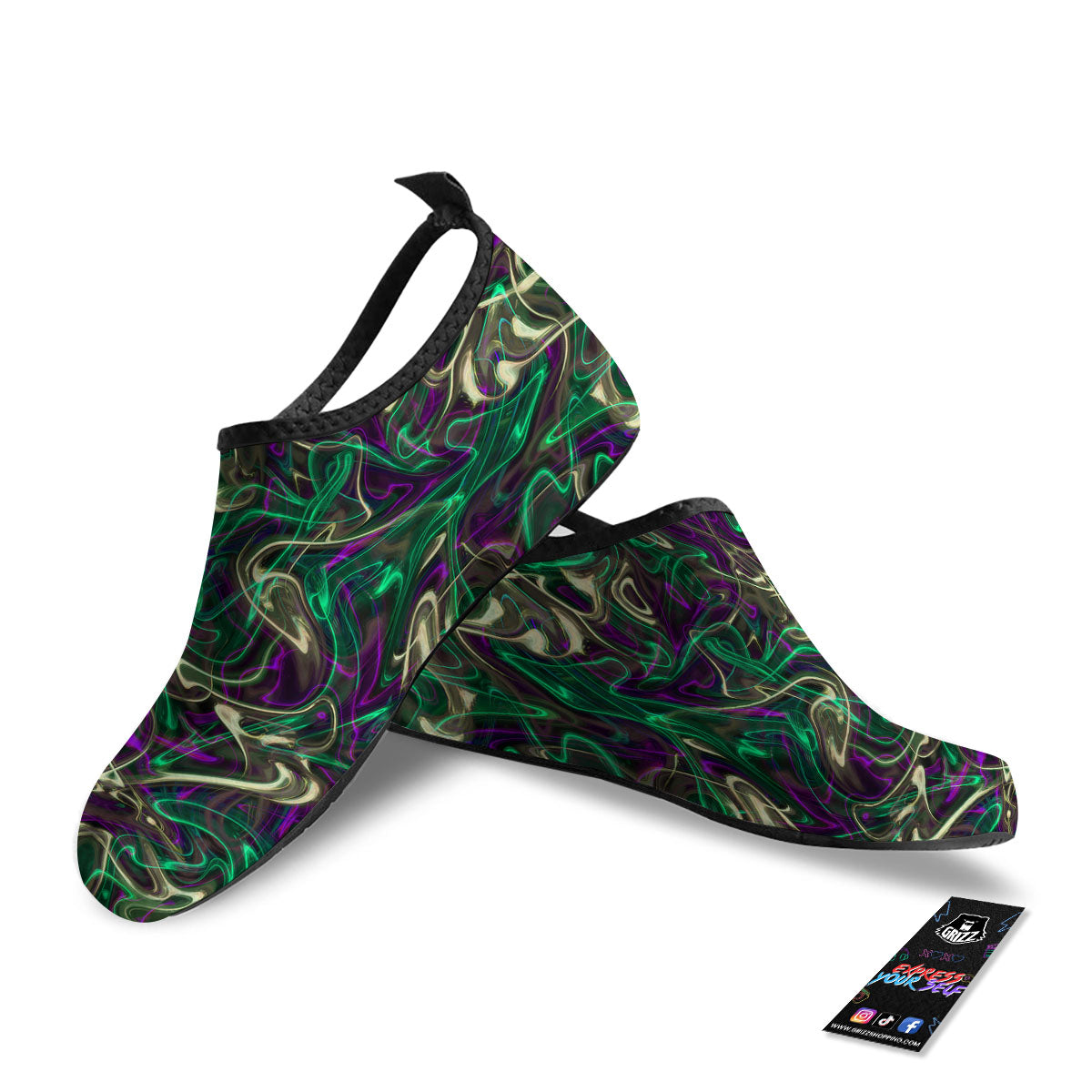 Trippy Smoke Psychedelic Print Water Shoes-grizzshop