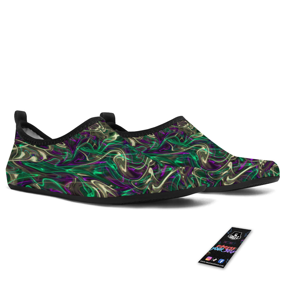 Trippy Smoke Psychedelic Print Water Shoes-grizzshop
