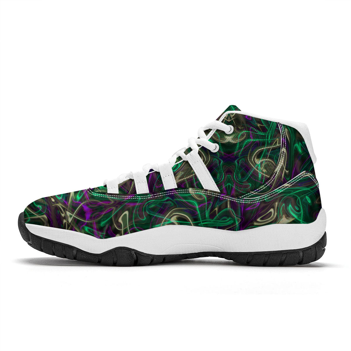 Trippy Smoke Psychedelic Print White Bball Shoes-grizzshop