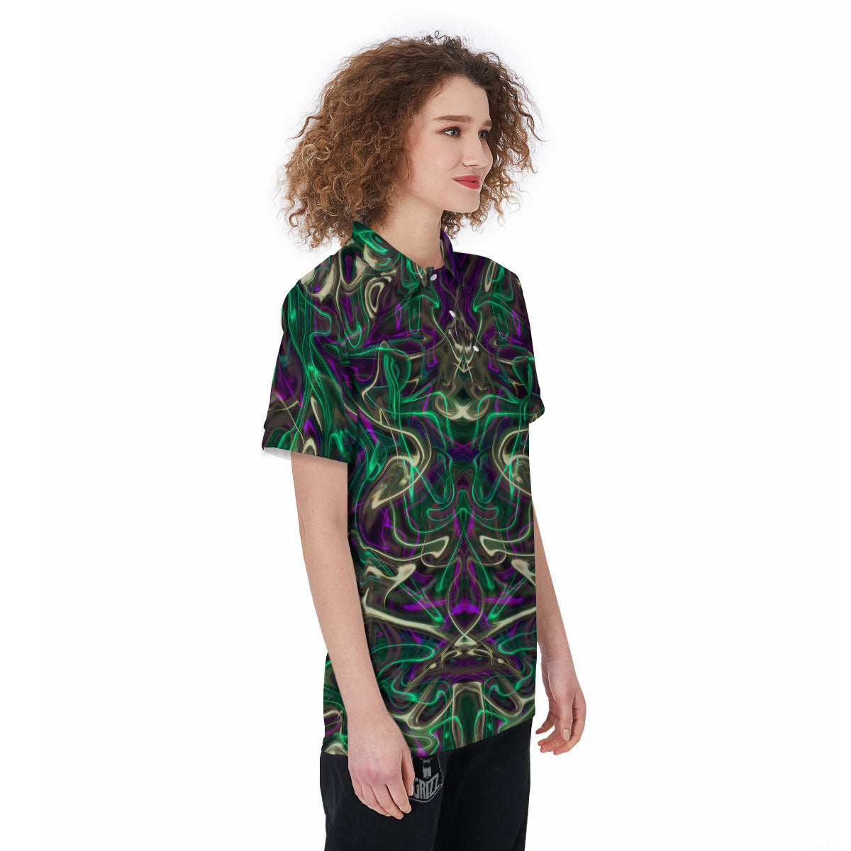 Trippy Smoke Psychedelic Print Women's Golf Shirts-grizzshop