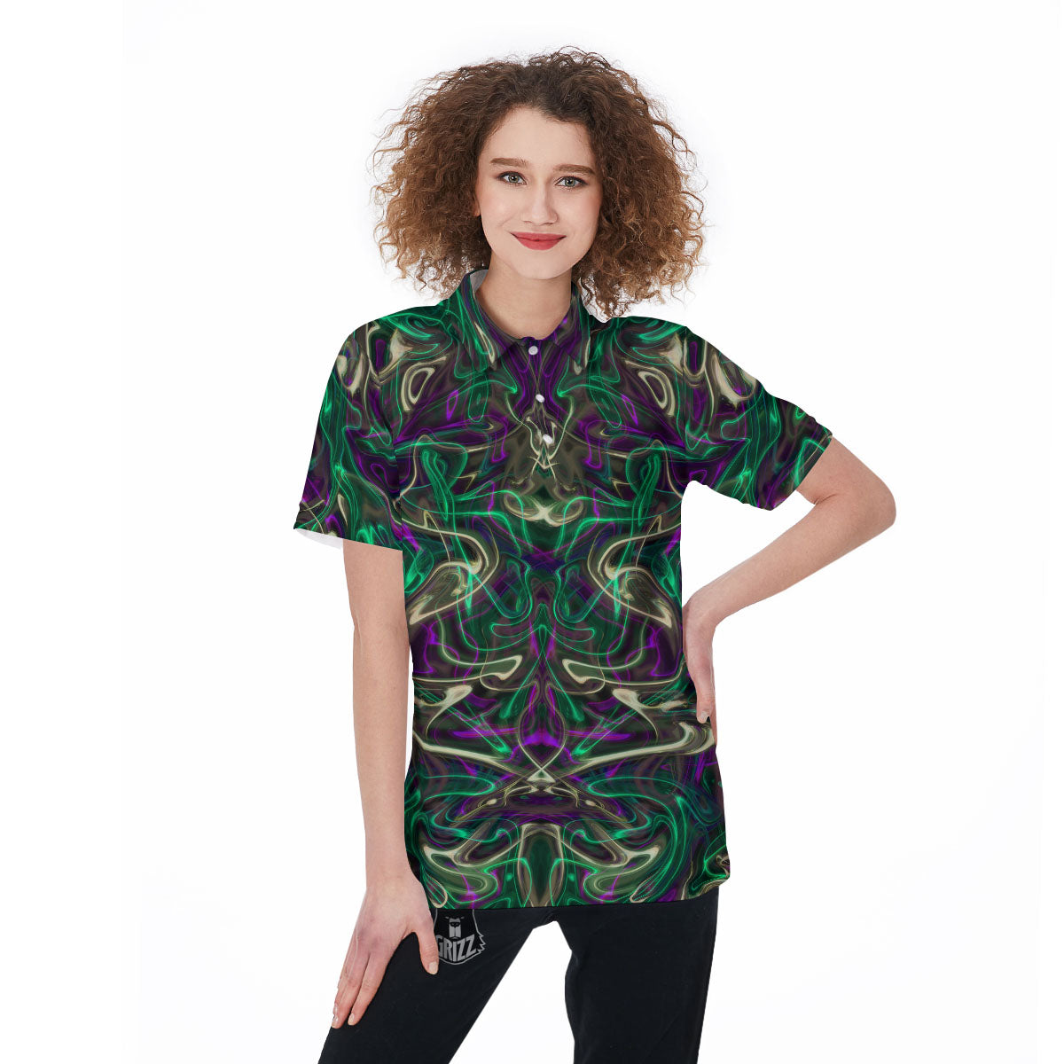 Trippy Smoke Psychedelic Print Women's Golf Shirts-grizzshop