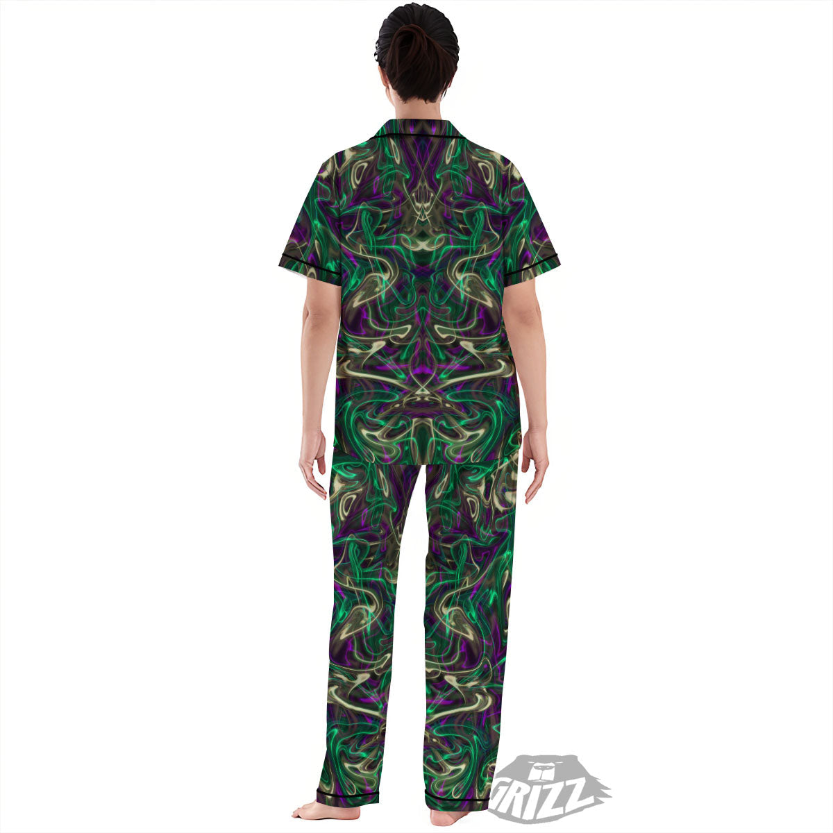 Trippy Smoke Psychedelic Print Women's Pajamas Set-grizzshop