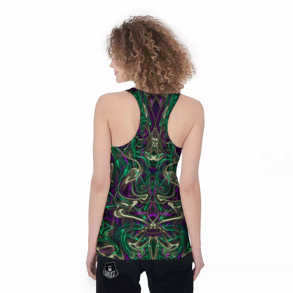 Trippy Smoke Psychedelic Print Women's Racerback Tank Top-grizzshop