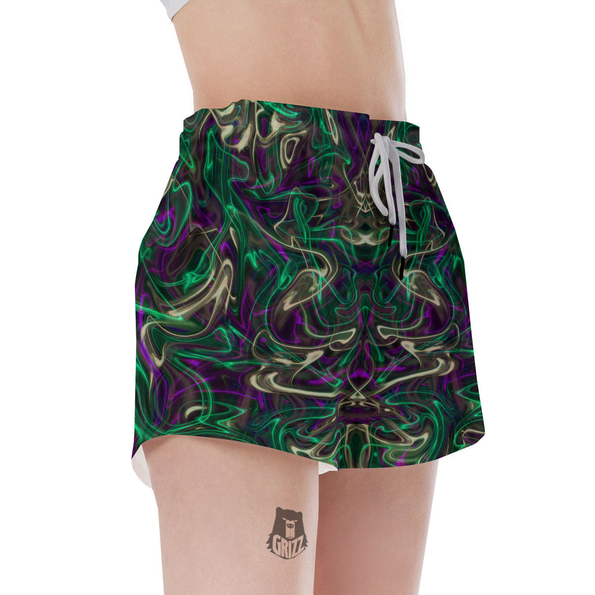 Trippy Smoke Psychedelic Print Women's Shorts-grizzshop