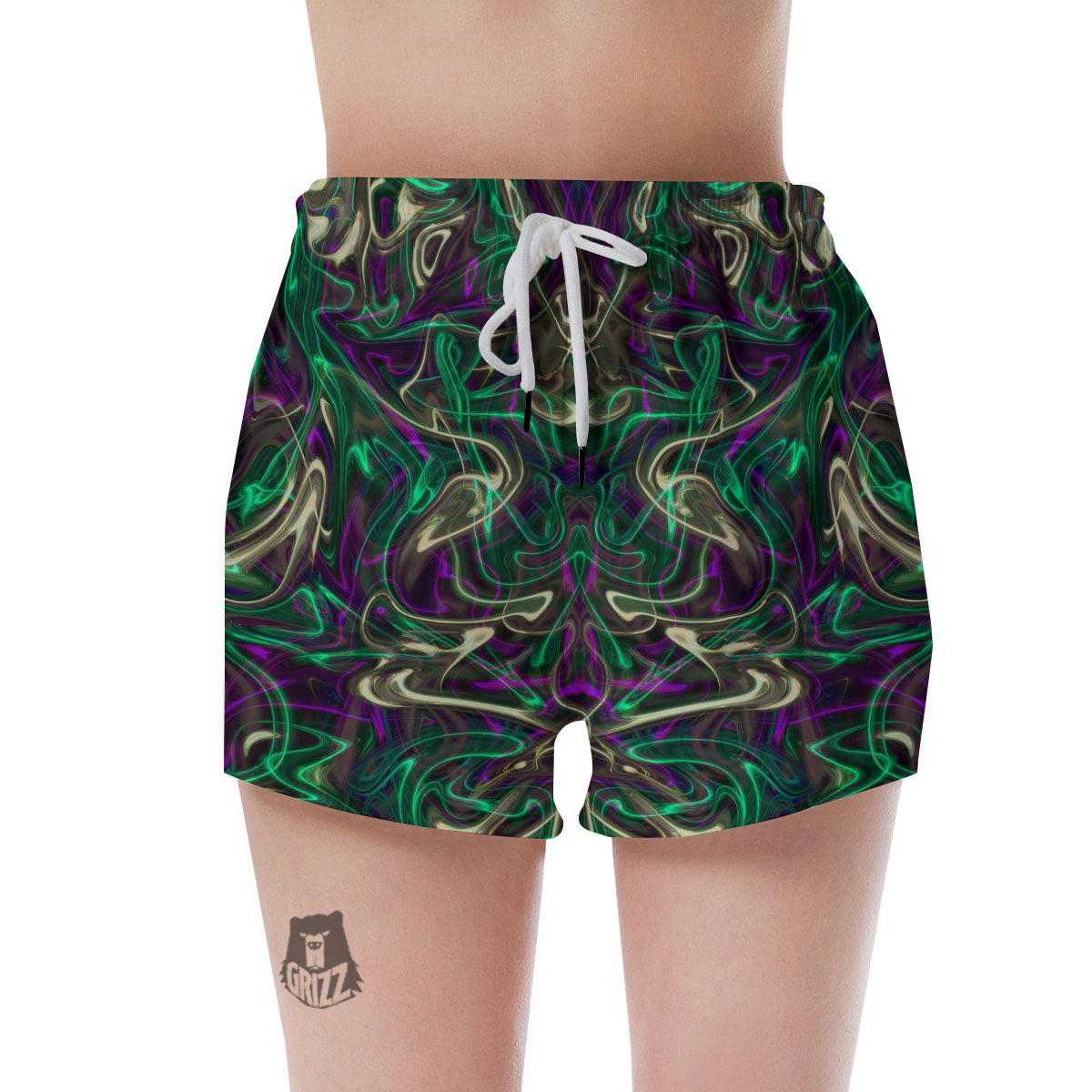 Trippy Smoke Psychedelic Print Women's Shorts-grizzshop