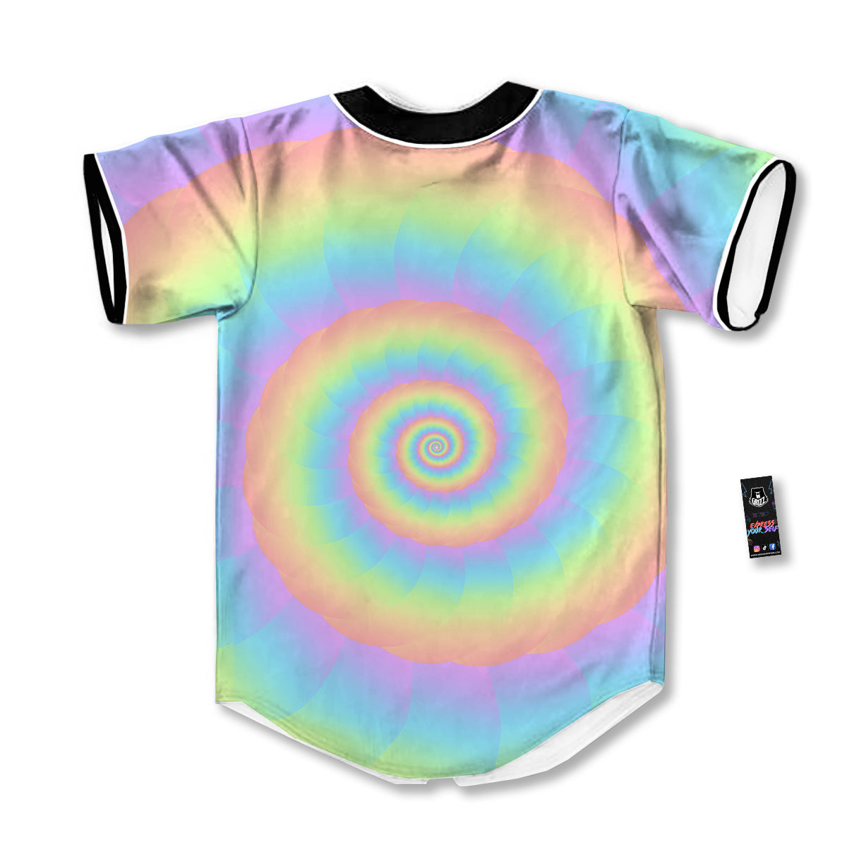 Trippy Spiral Colorful Print Baseball Jersey-grizzshop