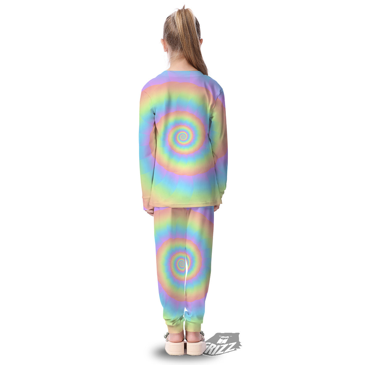 Trippy Spiral Colorful Print Kid's Pajamas-grizzshop