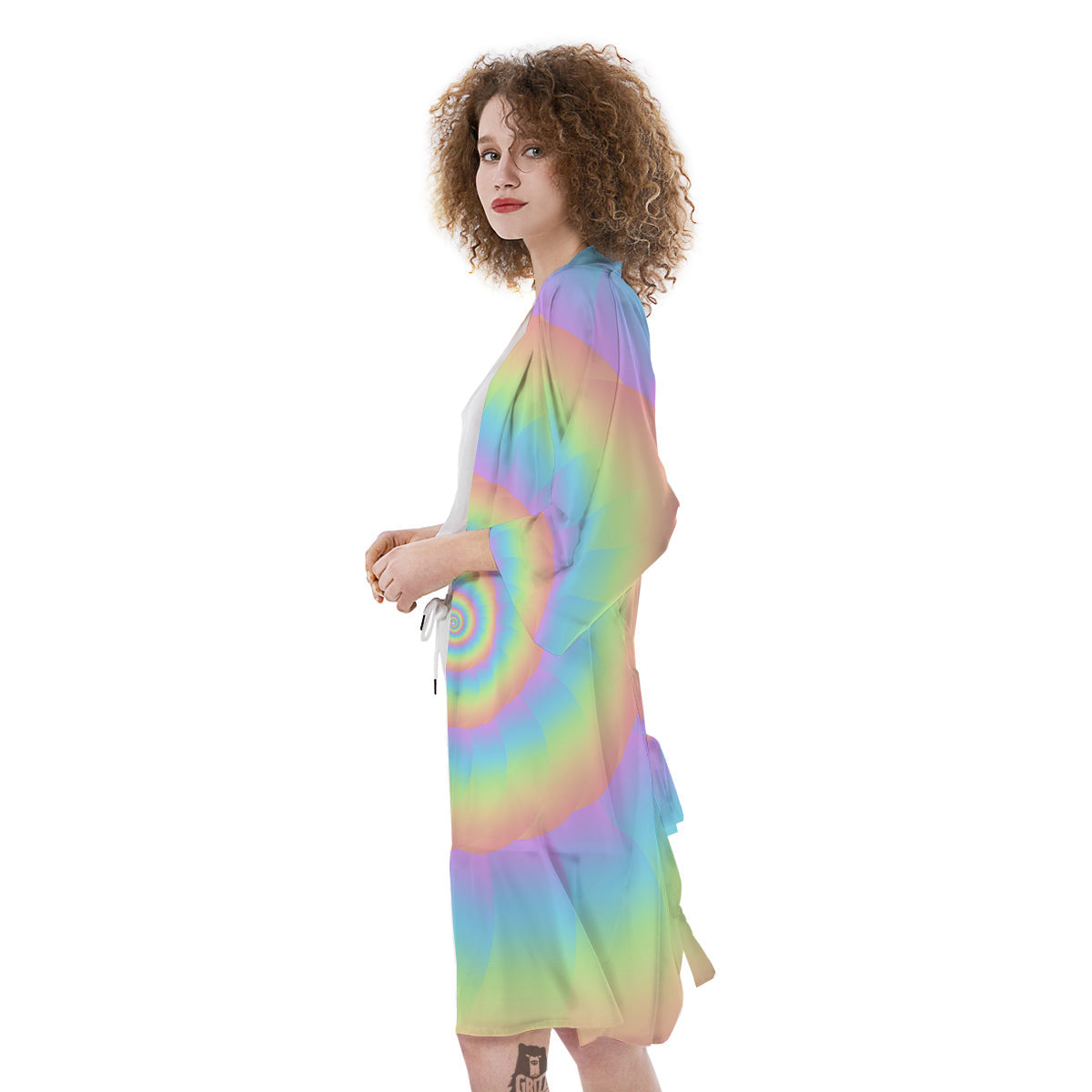 Trippy Spiral Colorful Print Kimono-grizzshop