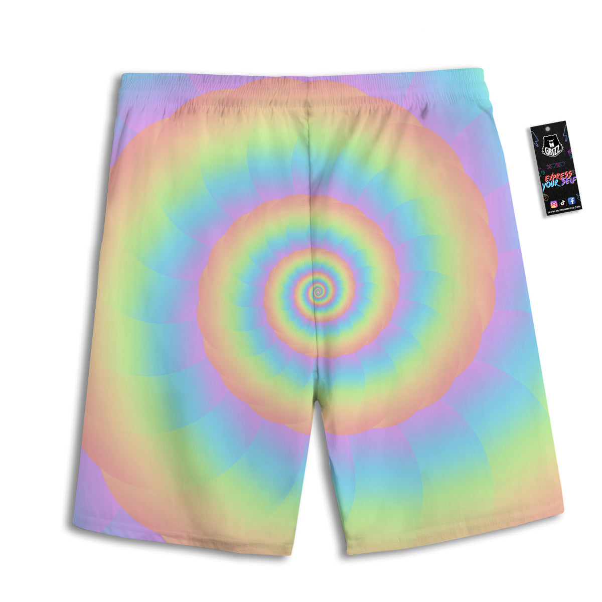 Trippy Spiral Colorful Print Men's Athletic Shorts