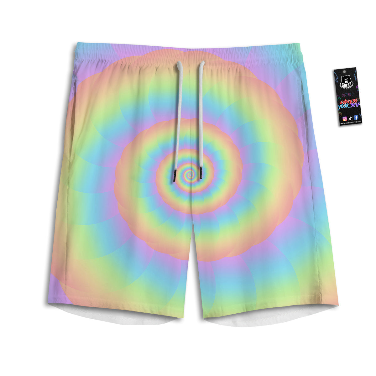 Trippy Spiral Colorful Print Men's Athletic Shorts