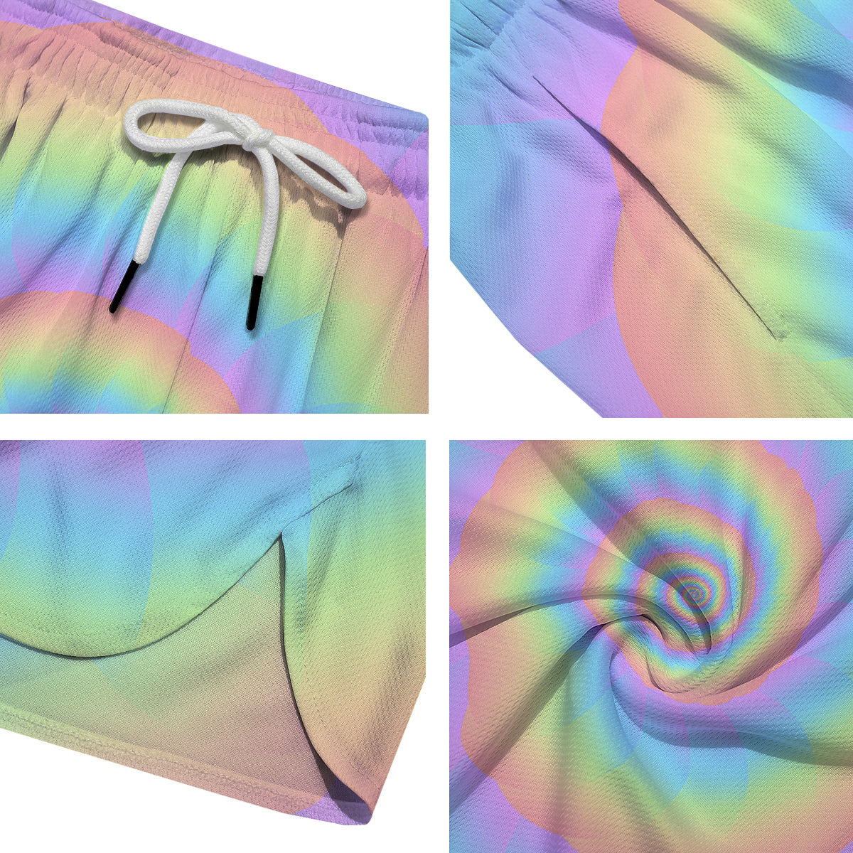 Trippy Spiral Colorful Print Men's Running Shorts-grizzshop