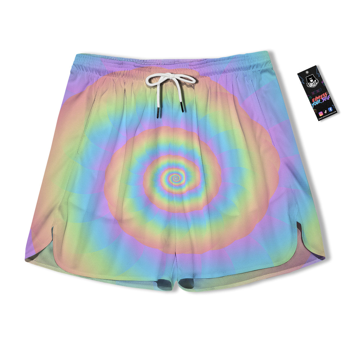 Trippy Spiral Colorful Print Men's Running Shorts-grizzshop