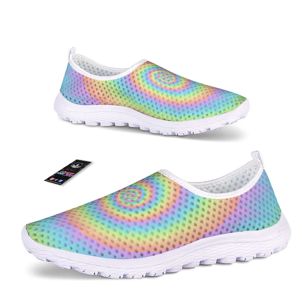 Trippy Spiral Colorful Print Nurse Shoes-grizzshop